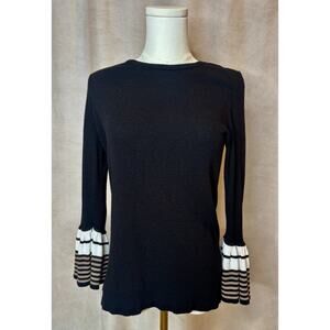 ELLE Black Knit Bell Sleeve Sweater Top Women’s Small S